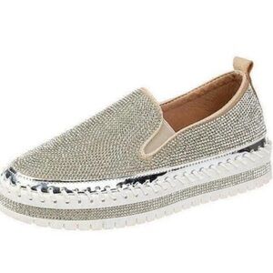 Muguan Womens Casual Rhinestones Loafers Flats Summer Comfy Platform Size 5